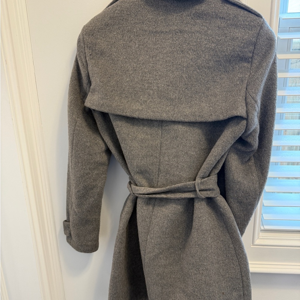 Gray Wool Blend Belted Coat - Picture 2 of 3
